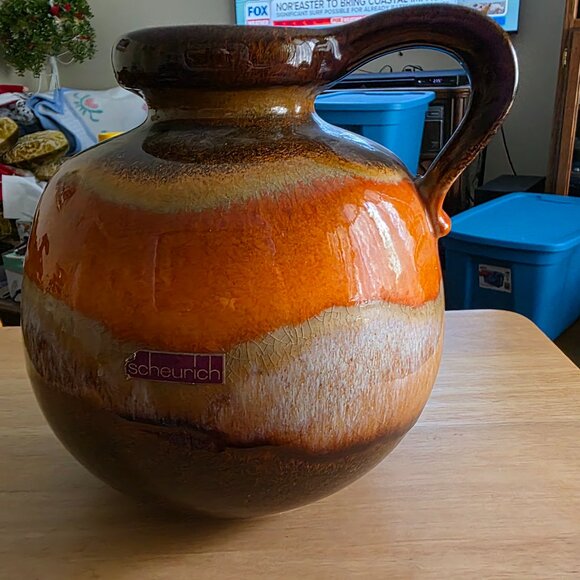 VINTAGE SCHEURICH KERAMIK WEST GERMAN POTTERY JUG 484-21 FAT LAVA ERA - Picture 2 of 7